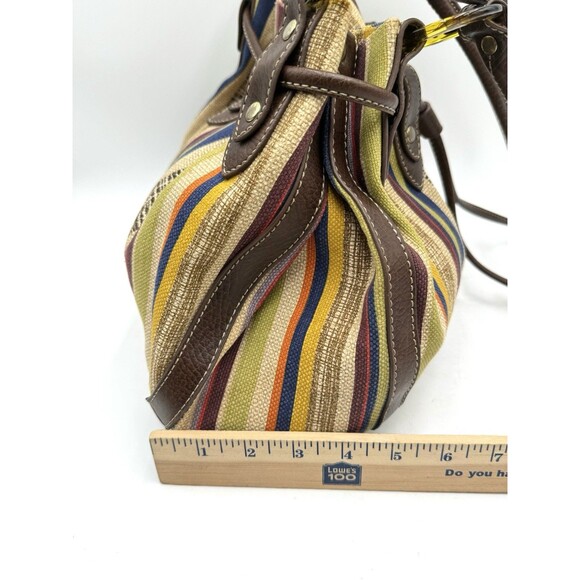 Relic Striped Canvas Purse / Bag Handbag Snap & Cinch Jewel Tone Multicolor - Picture 11 of 15